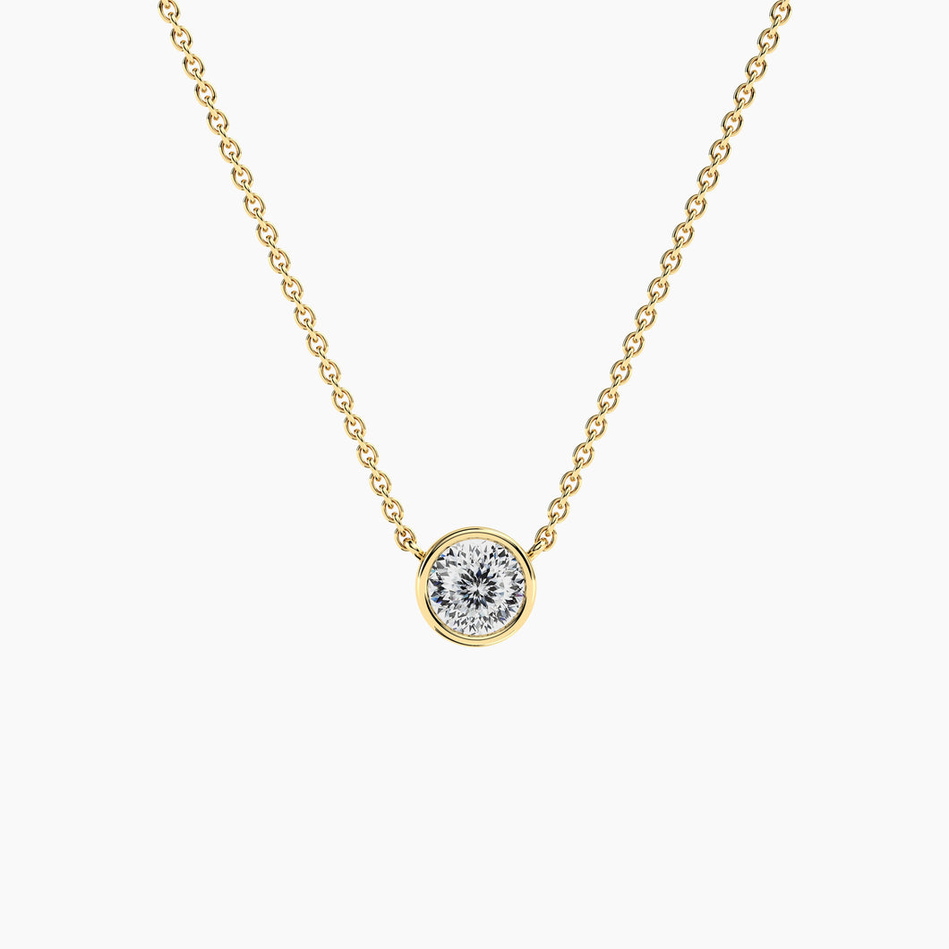 1.00 CTW Portuguese Cut Diamond Bezel Necklace Yellow Gold (VS+)