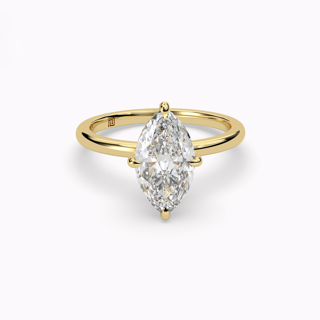 Classic Hidden Halo Marquise Engagement Ring