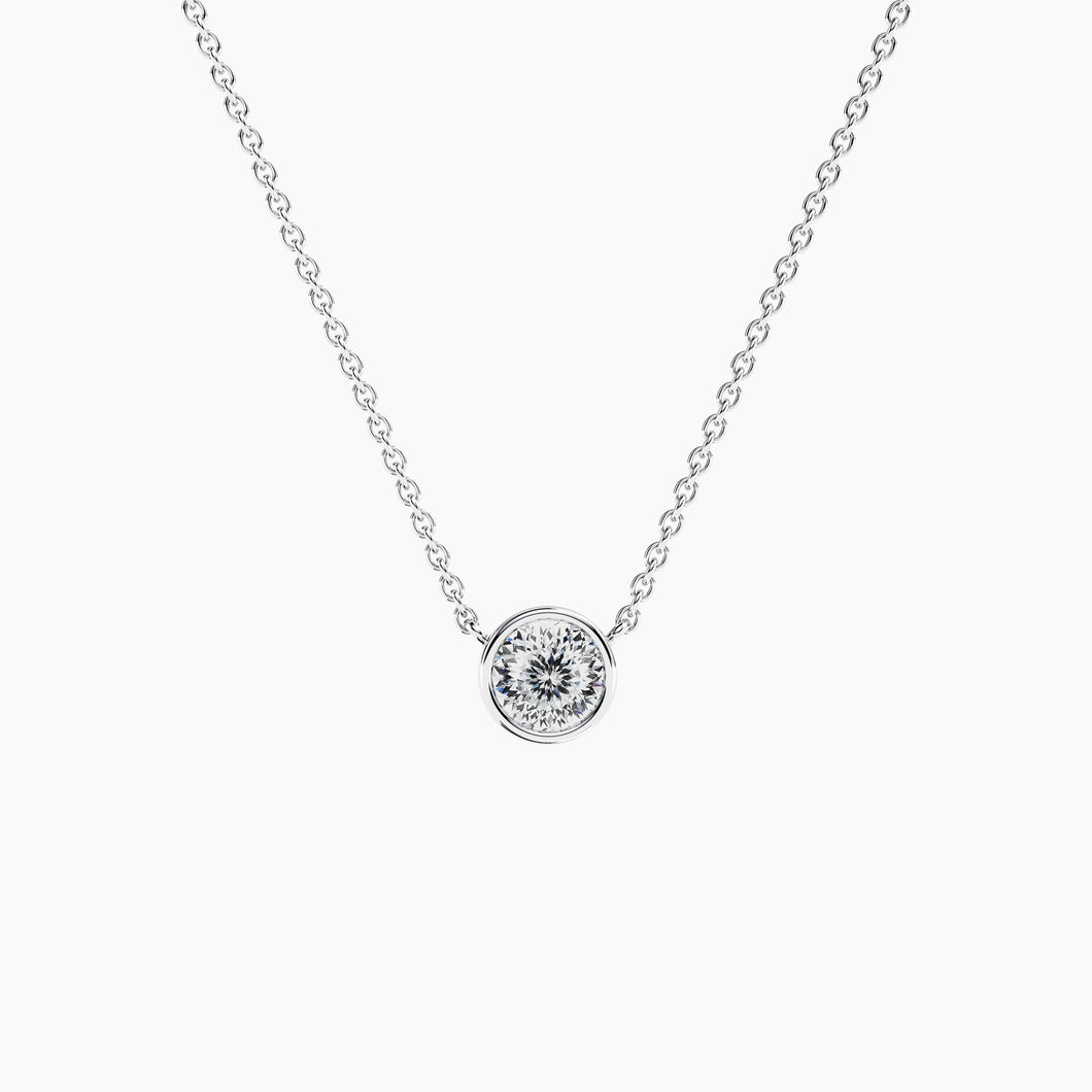 1.00 CTW Portuguese Cut Diamond Bezel Necklace White Gold (VS+)