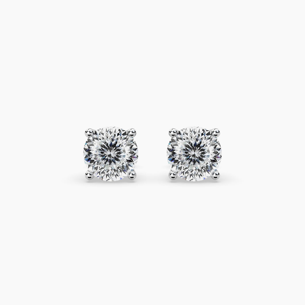 1.00 CTW 14K White Gold Four Prong Portuguese Cut Diamond Stud Earrings (VS+)