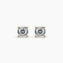 Load image into Gallery viewer, 2.00 CTW 14K Yellow Gold Four Prong Portuguese Cut Diamond Stud Earrings (VS+)
