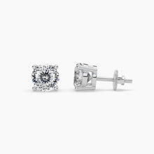 Load image into Gallery viewer, 1.00 CTW 14K White Gold Four Prong Portuguese Cut Diamond Stud Earrings (VS+)
