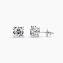 Load image into Gallery viewer, 2.00 CTW 14K White Gold Four Prong Portuguese Cut Diamond Stud Earrings (VS+)
